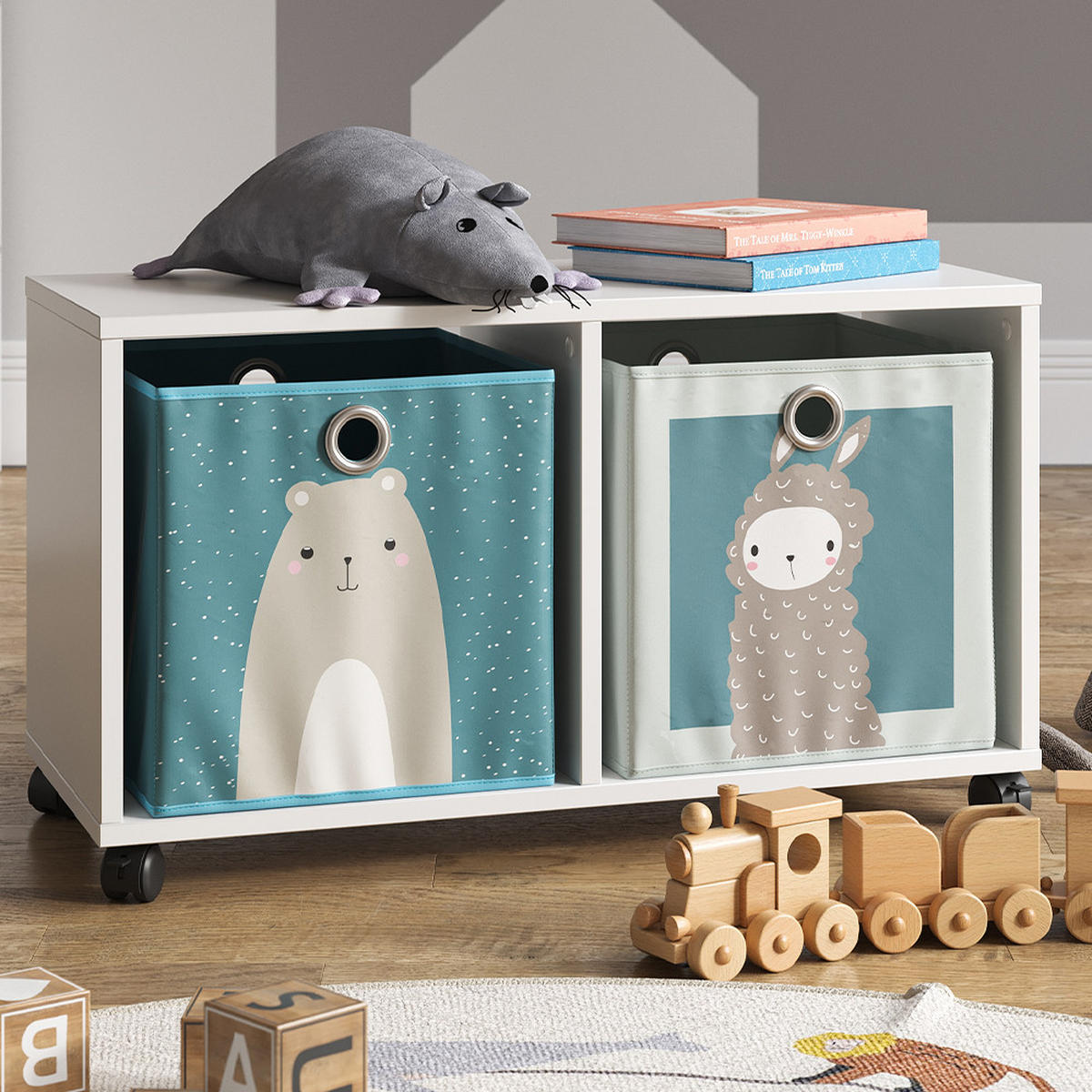 KINDERREGAL Weiß 72 x 42.4 cm mit 2 Faltboxen - Weiß, Holzwerkstoff (72/42.4/30.8cm) - Vicco