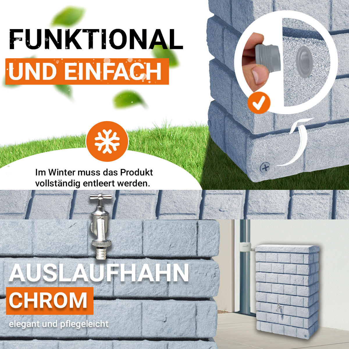 JUNIOR Wandtank Komplett-Set 300 L lighte - Hellgrau, Kunststoff (40/118/80cm) - GARANTIA
