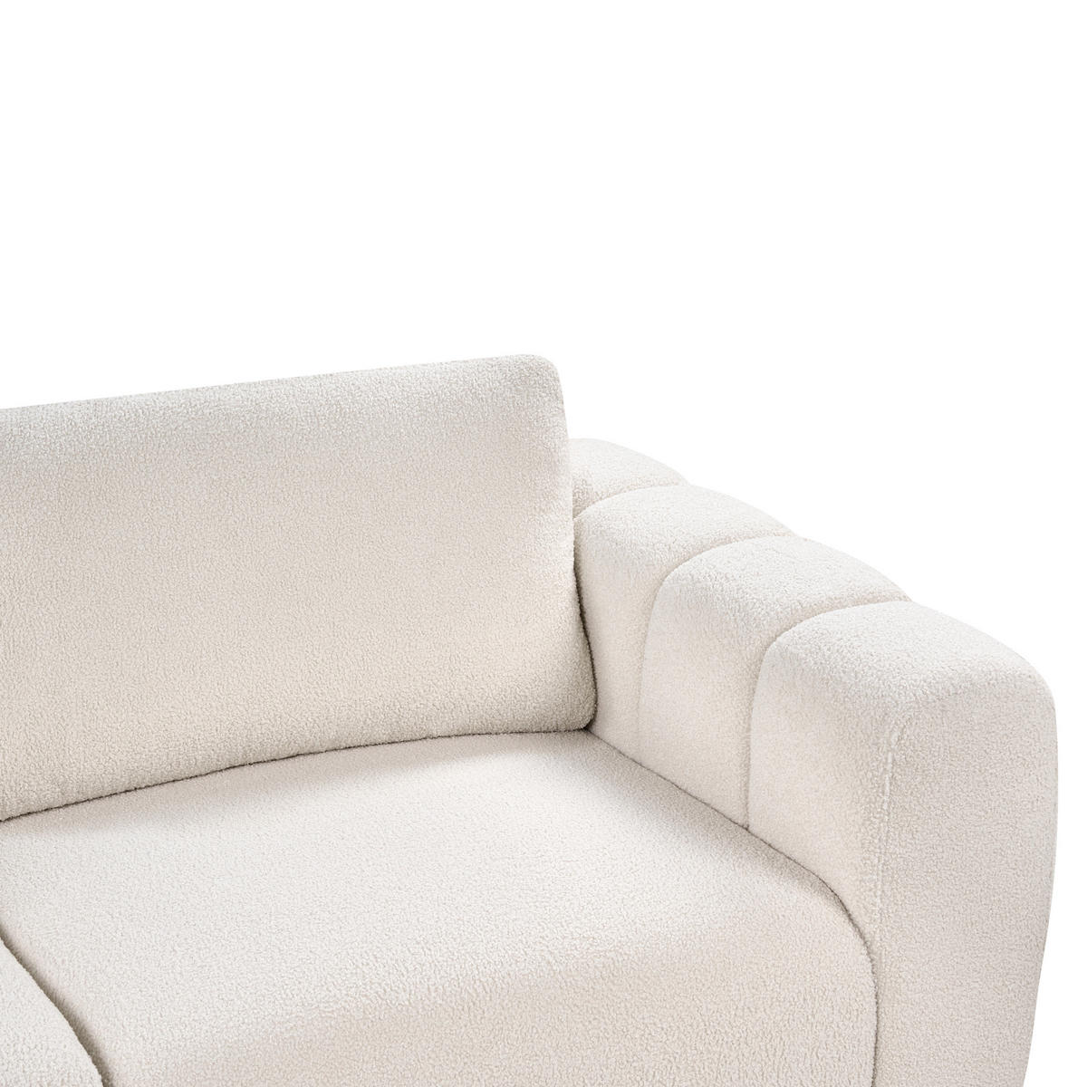 MODULSOFA 2-Sitzer Bouclé Cremeweiß Kivvik - Creme, Textil (204/80/100cm) - Beliani