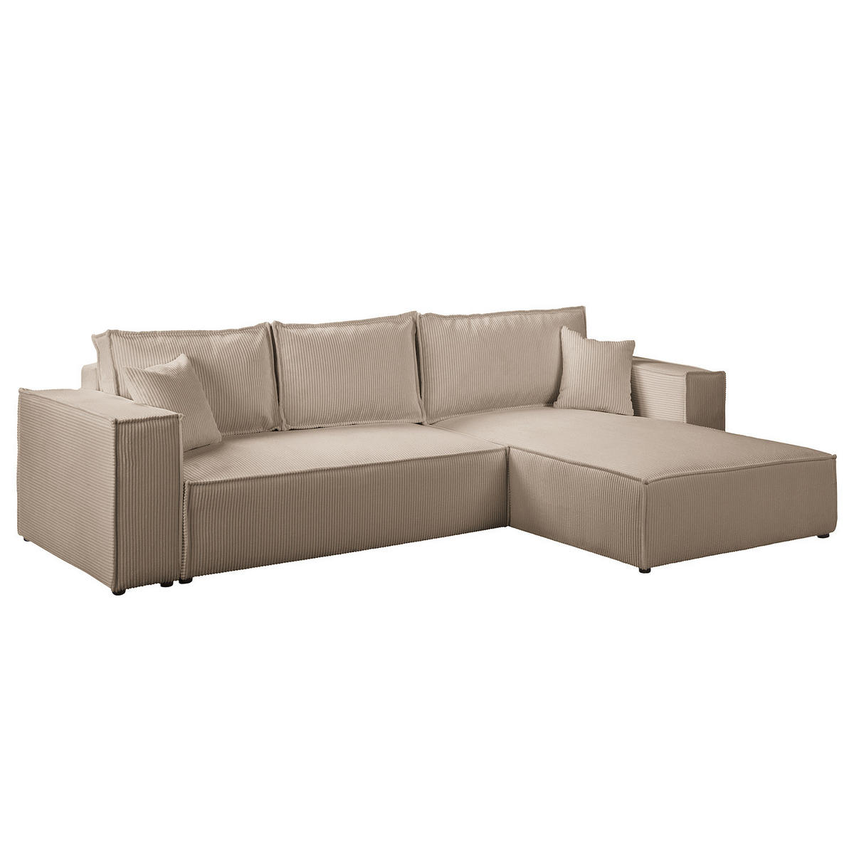 ECKSOFA mit Schlaffunktion - 290 cm - Schwarz/Cappuccino, Kunststoff/Textil (290/185cm) - home24