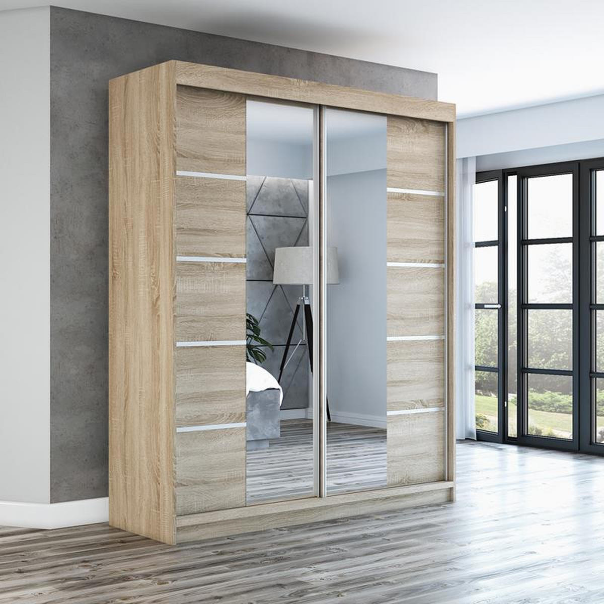 SCHWEBETÜRENSCHRANK 180 CM KRINO Farbe: Sonoma / sonoma / sonoma - Braun, Holzwerkstoff (180/215/59.5cm) - A&J MöbelLand