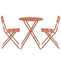 GARTENSET runder Tisch und 2 Stühle, Braun - Braun, Metall - Oviala