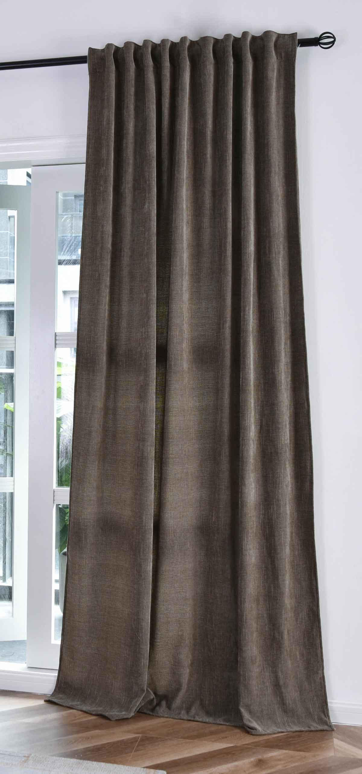VORHANG LUREX HAVANNA HxB 245x135 cm Oliv Gold - Olivgrün, Textil (135/245cm) - Gardinenbox