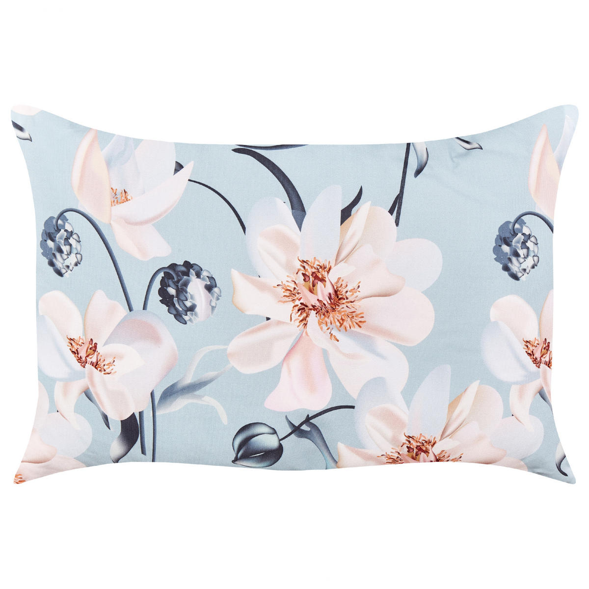GARTENKISSEN 2er-Set Blumenmuster blau 40/60 cm Apricale - Hellblau, Textil (40/60cm) - Beliani