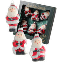 CHRISTBAUMSCHMUCK Weihnachtsmänner Rot 8cm (Glas / 6 Stk.) - Rot, Glas (5/8/4cm) - Krebs Glas Lauscha