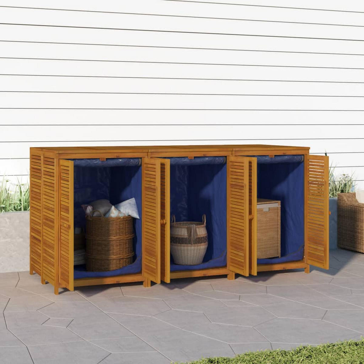 GARTENBOX 210x87x104 cm Massivholz Akazie - Braun, Holz (210/104/87cm) - furnicato