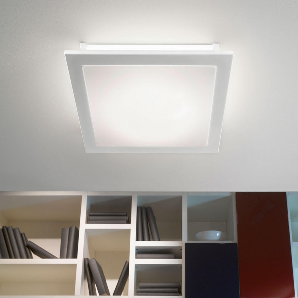 LED DECKENLEUCHTE Stahl Weiß - Weiß, Glas (38.5/38.5/6.5cm)