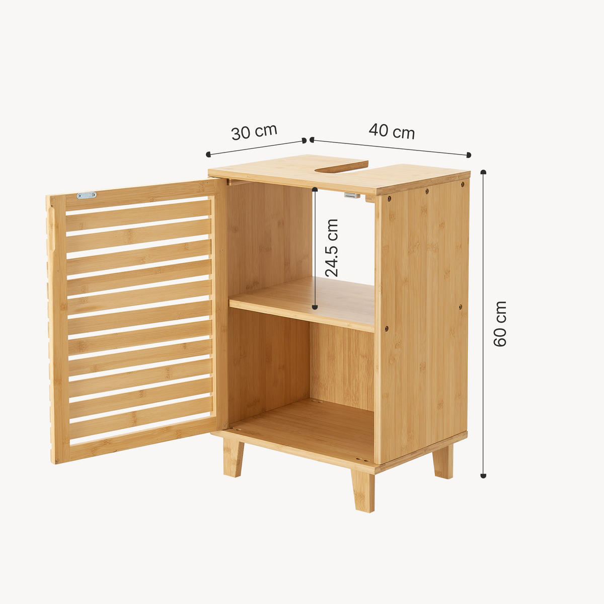 WASCHBECKENUNTERSCHRANK Iveland - Naturfarben, Holz (40/60/30cm) - [en.casa]