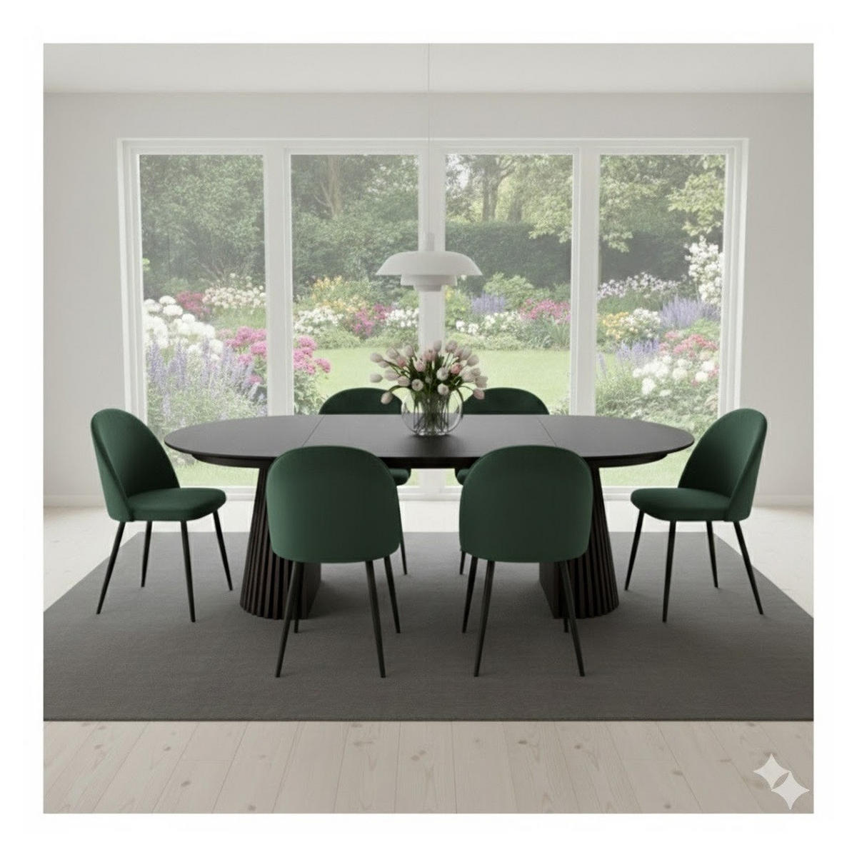 TISCHGRUPPE Schwarz - Schwarz/Grün, Holzwerkstoff/Textil (120/75/120cm) - ebuy24