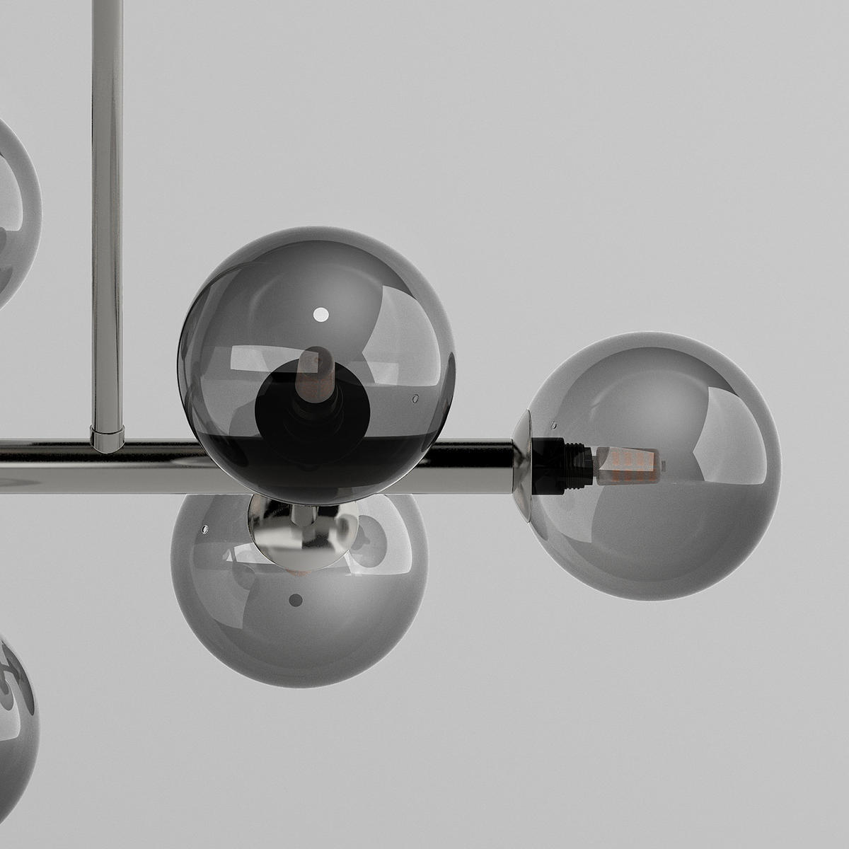 DECKENLEUCHTE - Metall / Glas - 6-flammig - Transparent/Grau, Glas/Metall (33/60/70cm) - home24