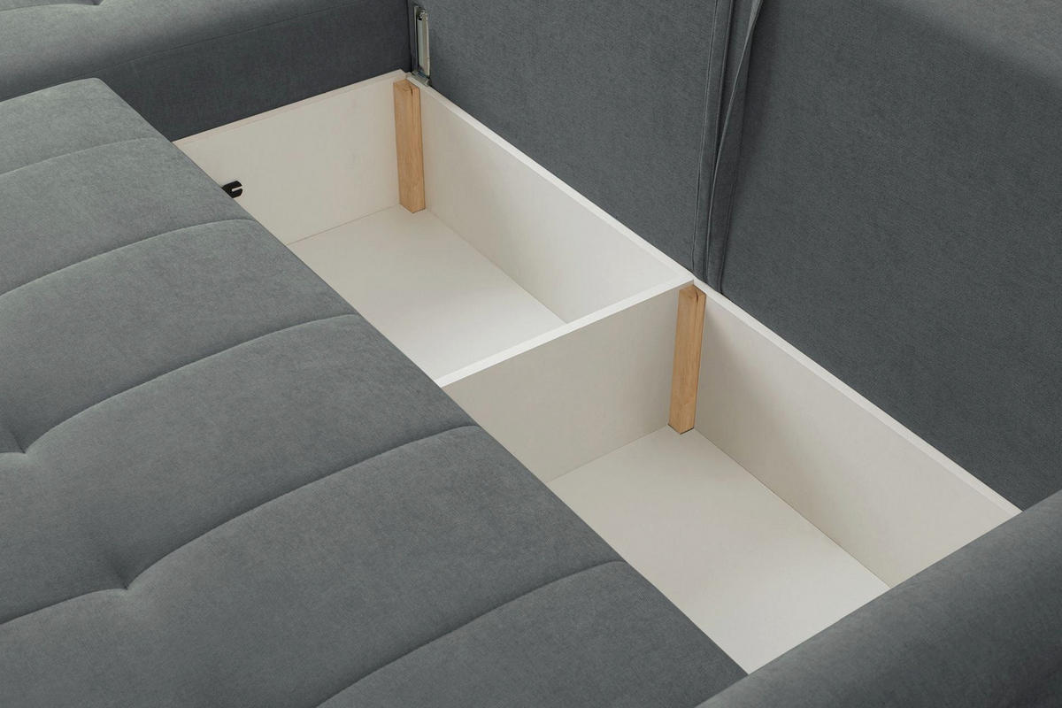 ECKSOFA Timmone Aschgrau Chenille 230 cm - Schwarz/Grau, Kunststoff/Textil (230/149cm) - Selsey