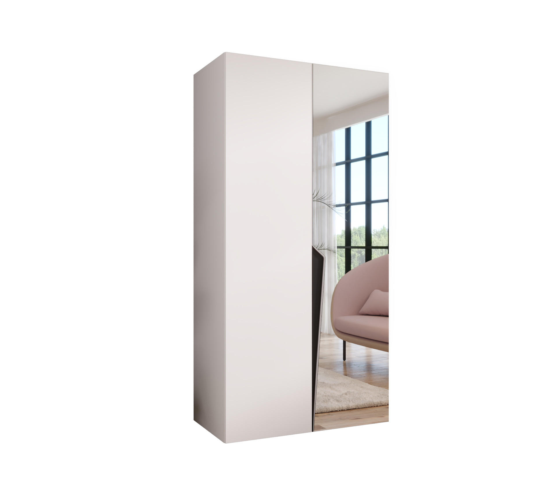 Abiks Möbel Drehtürenschrank Weiß, Schwarz 100x202x52 cm