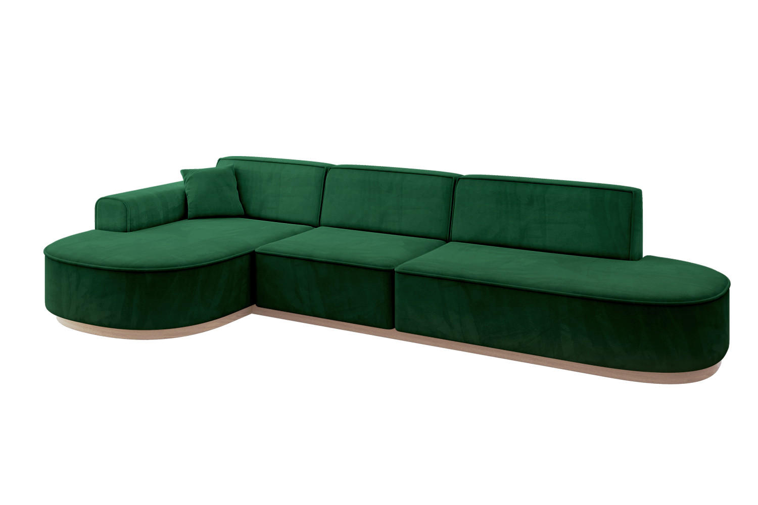 ECKSOFA Ottomane Links MARI-L2-v1 - 328x171x83 cm Dunkelgrün Velours - Dunkelgrün, Holzwerkstoff/Textil (328/171cm) - ALTDECOR