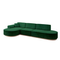 ECKSOFA Ottomane Links MARI-L2-v1 - 328x171x83 cm Dunkelgrün Velours - Dunkelgrün, Holzwerkstoff/Textil (328/171cm) - ALTDECOR