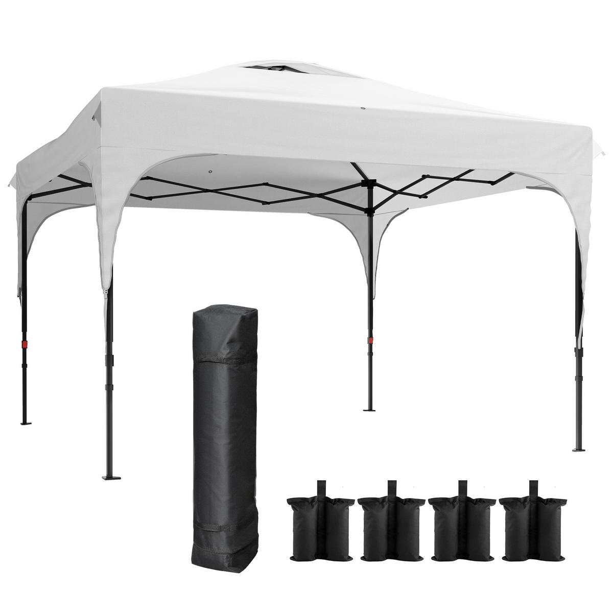 PAVILLON mit dreifach verstellbarer Höhe, 3x3m,weiß - Weiß, Metall (300/265/300cm) - Vallsero