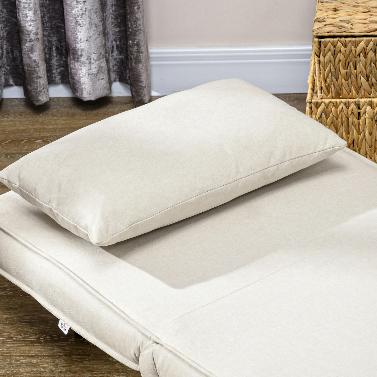 SCHLAFSESSEL, Klappbett mit Bettfunktion, Lendenkissen, für Wohnzimmer Creme - Creme/Naturfarben, Holz/Textil (78/79/72cm) - HOMCOM