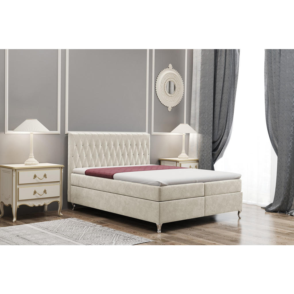 Thumbnail - Kaiser Möbel Boxbett, Creme, Textil, H3, Höhe ca. 20 cm, 120x200 cm, Schlafzimmer, Betten, Boxspringbetten