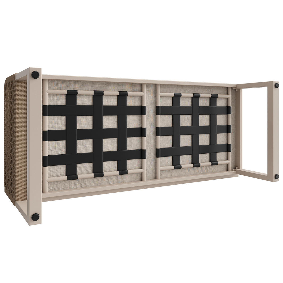 LOUNGEGARNITUR aus Rattan & Metall 121.5x61x77 cm Beige mit modularer Loungegruppe - Beige, Metall - Modfu