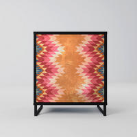 SIDEBOARD INDIAN FOLK, Schwarz, 57,5x42x67,5 cm, Schwarze Metall-Rahmenfüße - Multicolor/Schwarz, Holzwerkstoff/Metall (57.5/67.5/42cm) - SpaceRebels