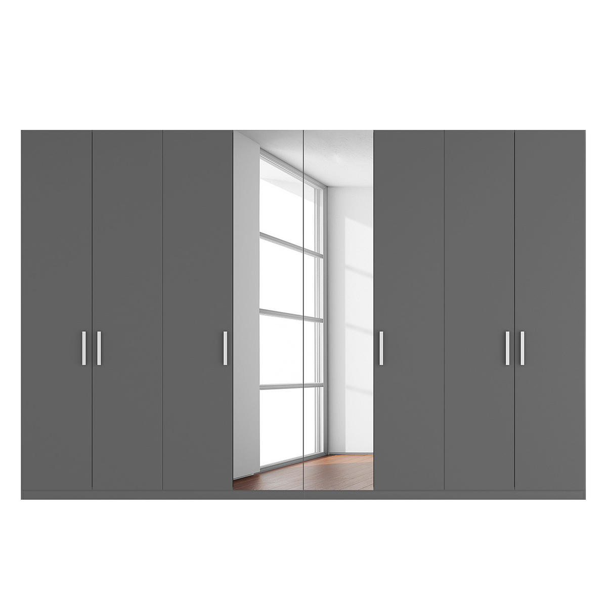 DREHTÜRENSCHRANK - Graphitfarben, Holzwerkstoff (360/236/60cm) - home24