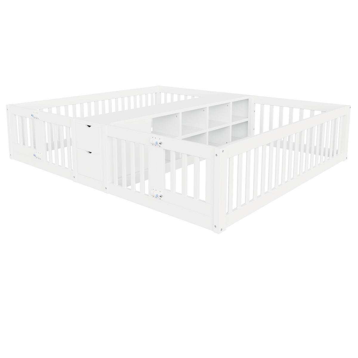 DĚTSKÁ POSTEL 90/200 cm & 90/200 cm v bílé barvě se zásuvkami a policemi - bílá, dřevo/kompozitní dřevo (90/200cm) - CHICFURN