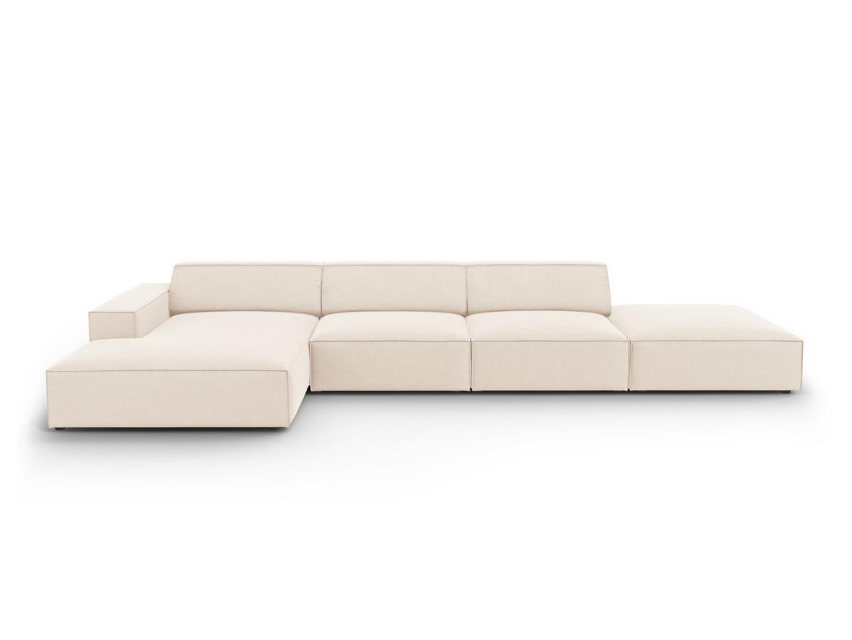 ECKSOFA links Jodie aus Samt leichtes beige 5 Sitzplätze - Beige, Textil (166/341cm) - Micadoni