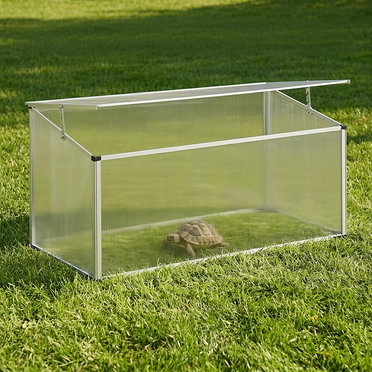 FRÜHBEET Transparent Aluminium 100x50 cm 4 Stufen - Transparent, Kunststoff/Metall (100/50/50cm) - Relaxdays