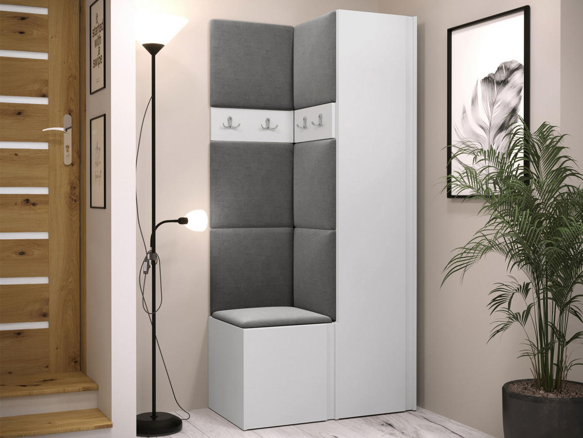 GARDEROBEN-SET Orion XXIV - Weiß/Grau, Holzwerkstoff/Kunststoff (82/186/46cm) - MIRJAN24