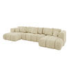 WOHNLANDSCHAFT Ottomane Links CLOUD-U-v1 414x180x40 Beige Velours - Beige, Holzwerkstoff/Kunststoff (414/90/180cm) - ALTDECOR