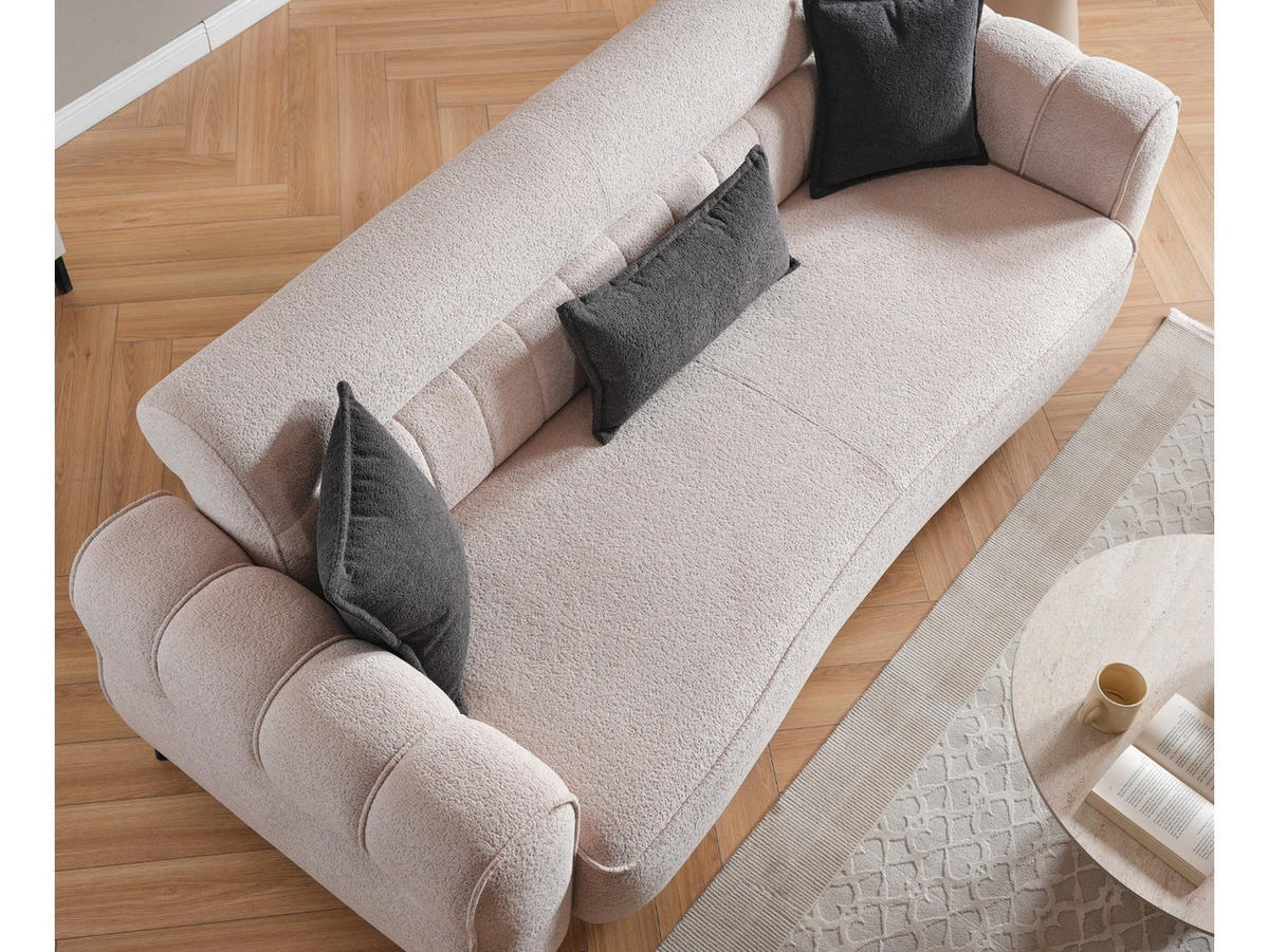 SITZGARNITUR Merida, Beige Stellvariante 3+2 - Beige, Holzwerkstoff/Kunststoff (247/87/108cm)