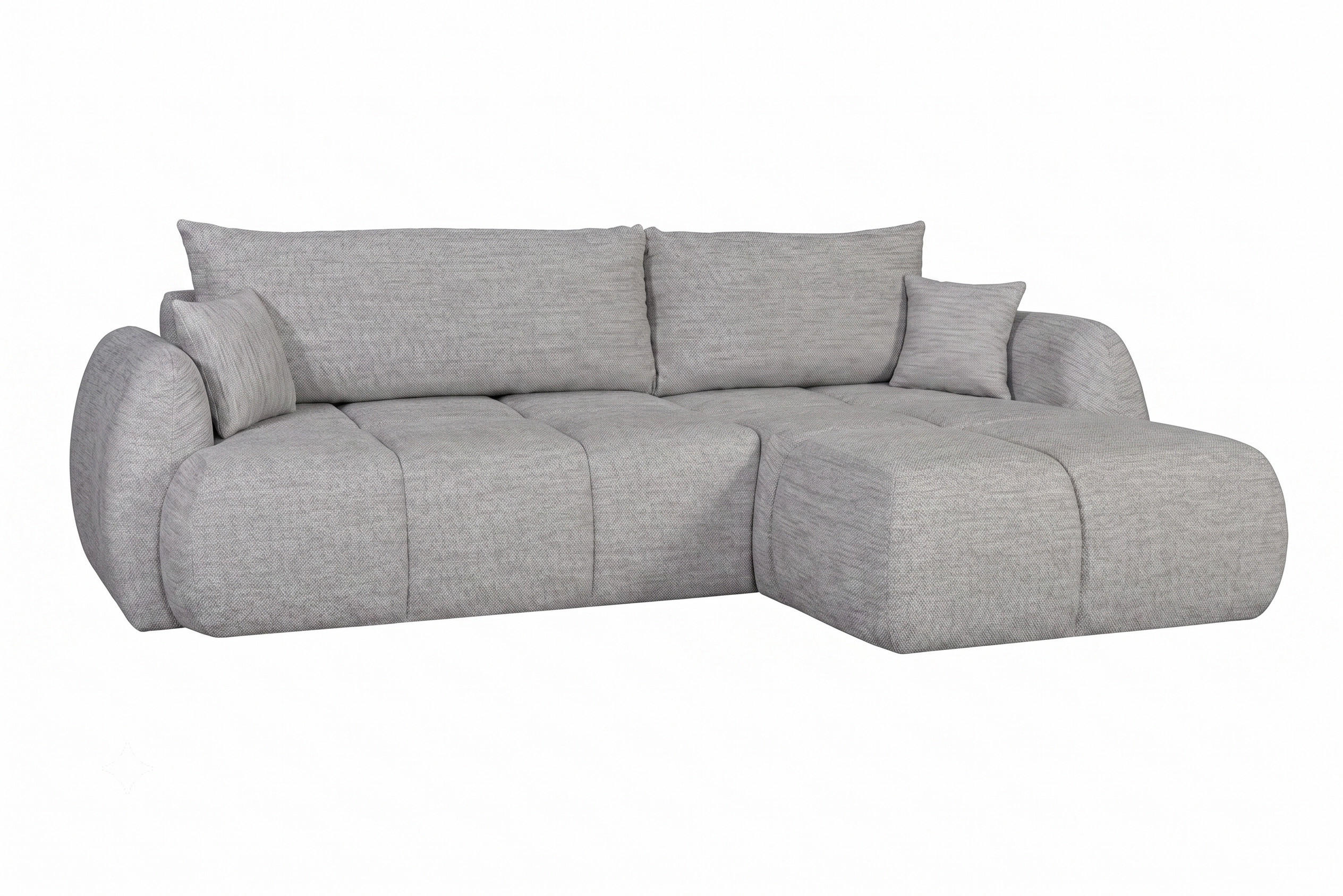 ECKSOFA Mit Schlaffunktion Und Bettkasten, Strukturstoff Verita, Grau, Rechts, COCO - Grau, Holz (275/180cm) - Kaiser Möbel