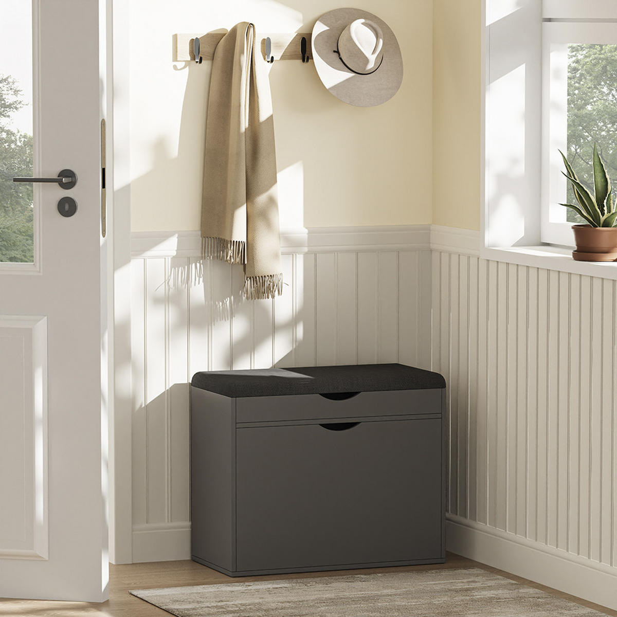 BOTNÍK S LAVICÍ Schufy Antracit - antracitová, kompozitní dřevo (60/51/30cm) - Vicco