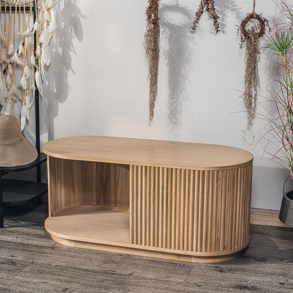 COUCHTISCH Rund Braun 90 x 40 x 40 cm - Braun, Holz (40/90/40cm) - Nordlys
