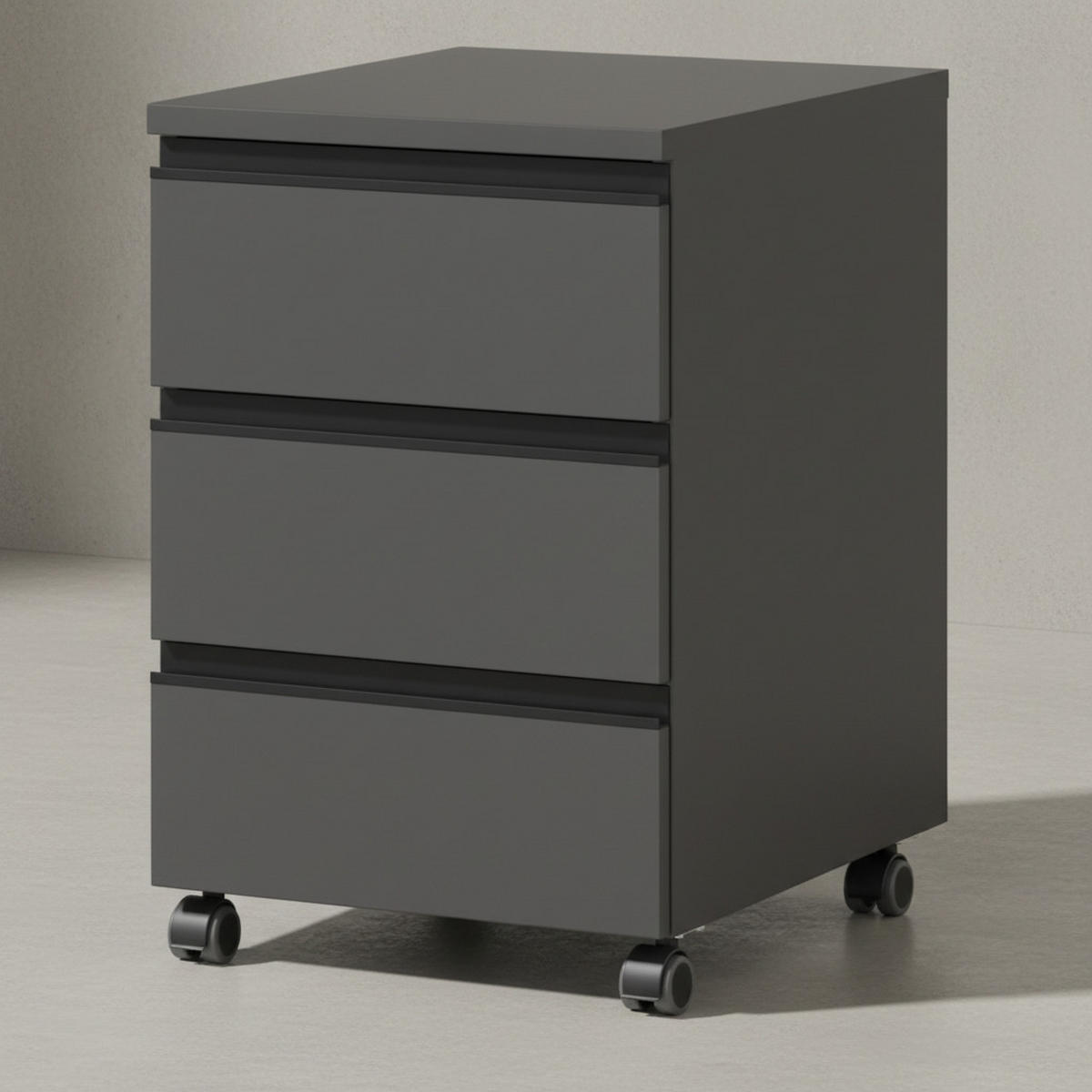 BÜROMÖBEL Set 2-teilig | Schreibtisch 180x80cm & Rollcontainer Graphit | Einstellbar 68-91 cm & Soft-Close - Schwarz, Holzwerkstoff/Metall (80/235/91cm) - KADIMA DESIGN