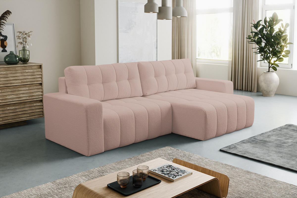 ECKSOFA Palermo mit Schlaffunktion und Bettkasten - Beige, Holz/Holzwerkstoff (245/143cm) - Ravio
