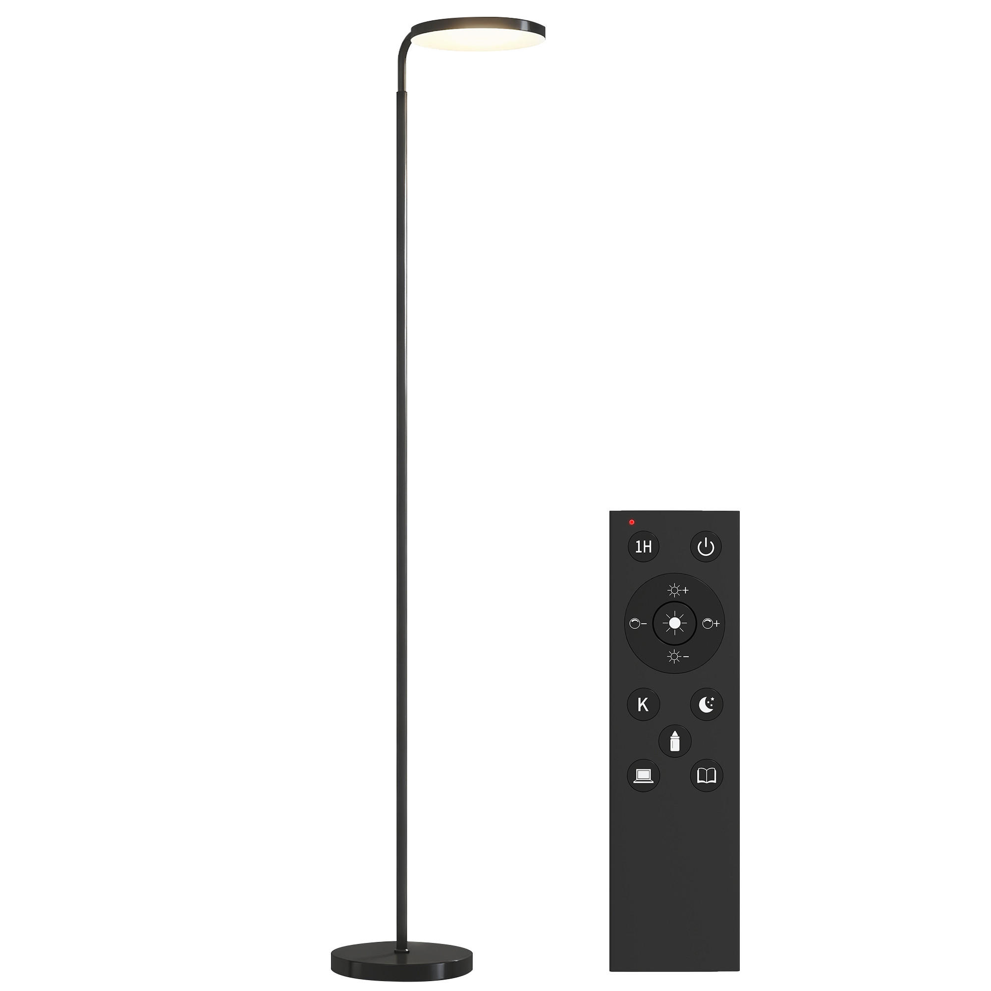 STEHLAMPE LED Dimmbar mit magnetischer Fernbedienung - Schwarz, Metall (41/25/177cm) - HOMCOM