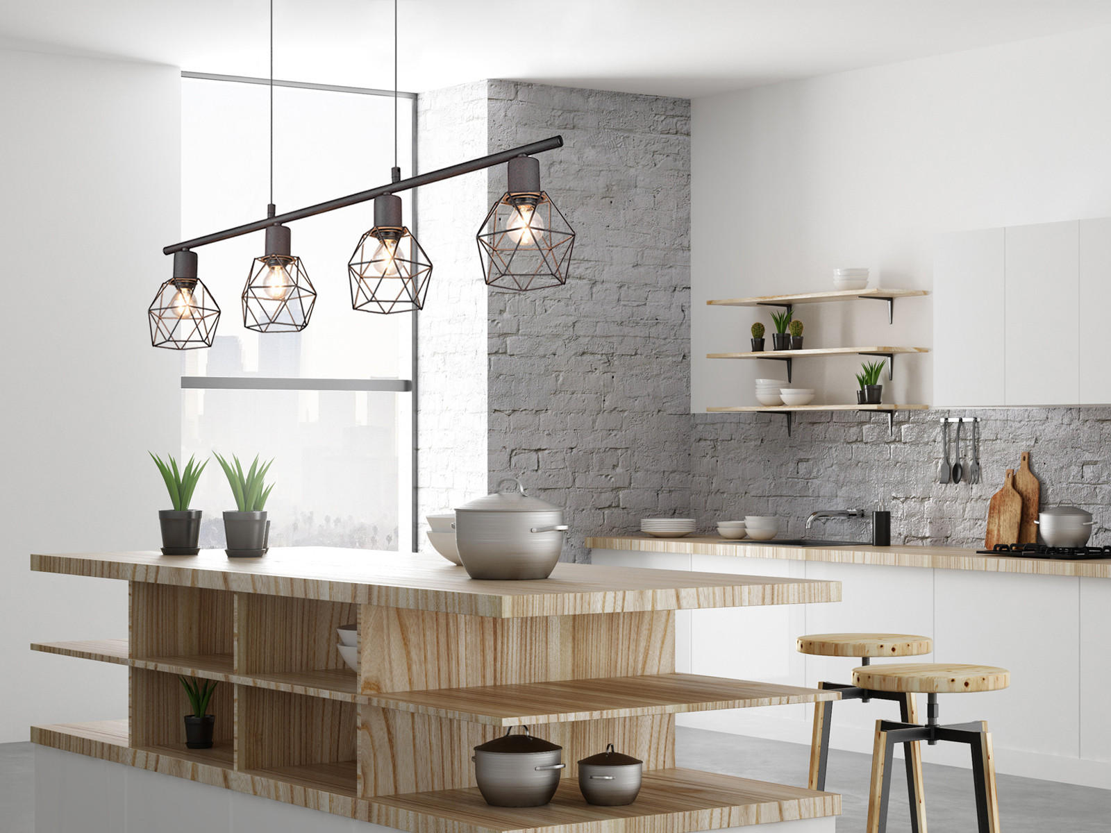 Thumbnail - meineWunschleuchte Pendelleuchte, Rost, Metall, 75x150x12 cm, Lampen & Leuchten, Innenbeleuchtung, Hängelampen, Pendelle...