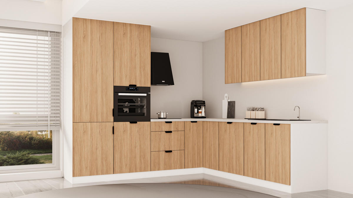 WINKELKÜCHE 265 x 225 cm - Sorento KS15-M265 - in Sonoma Eiche / Weiß - Weiß/Sonoma Eiche, Holz (490/247/52cm)