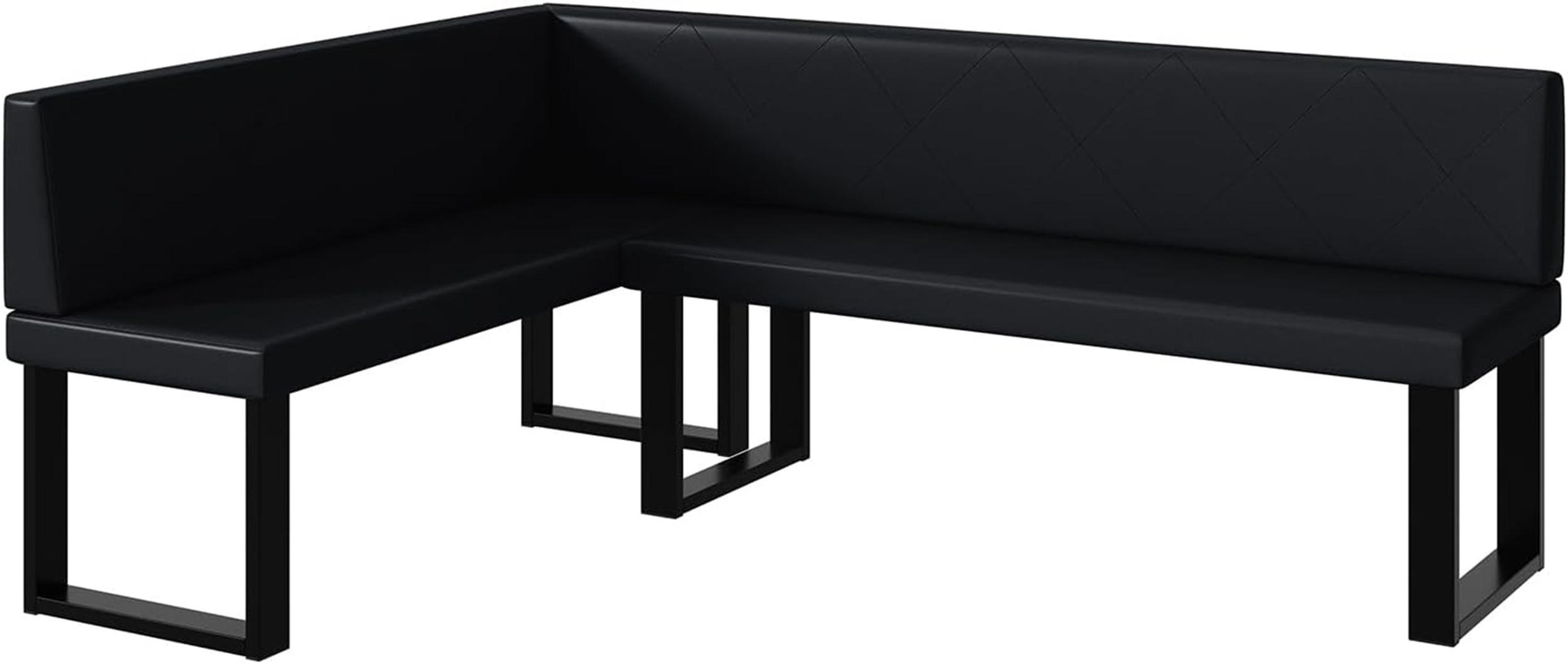 ECKBANK ERIC_U - Schwarz, Leder (142/196cm) - Meblini