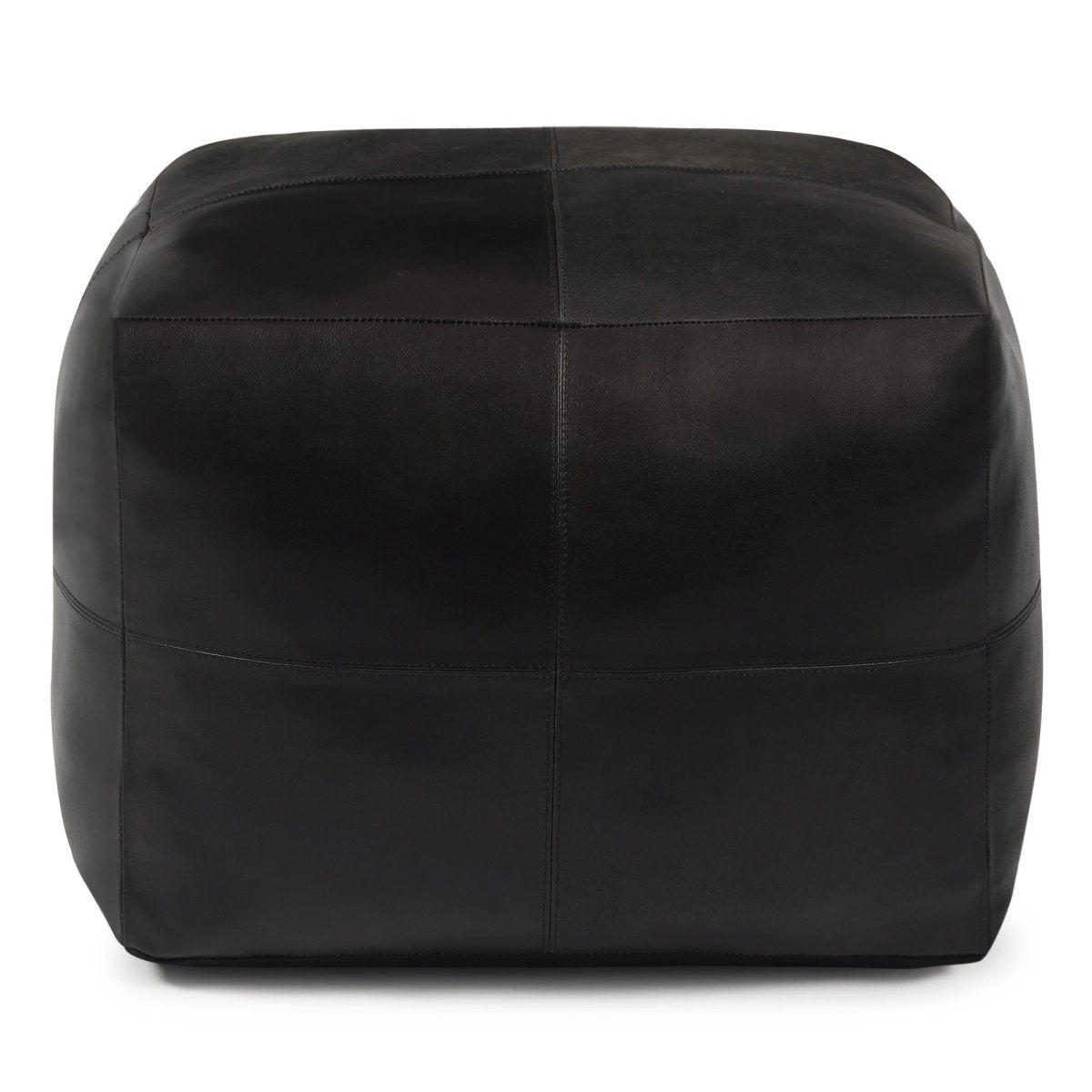 POUF 50/50/45 cm Echtleder Schwarz - Schwarz, Leder (50/45/50cm) - Furnhouse