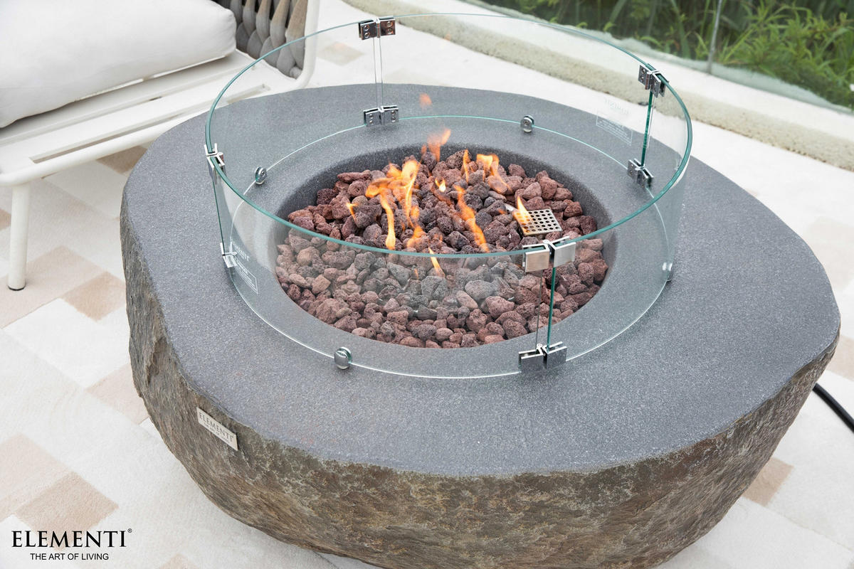 FEUERTISCH Boulder Gasfeuerstelle aus GF-Beton 110/89/41 cm - Naturfarben, Naturmaterialien (89/41/110cm) - Elementi