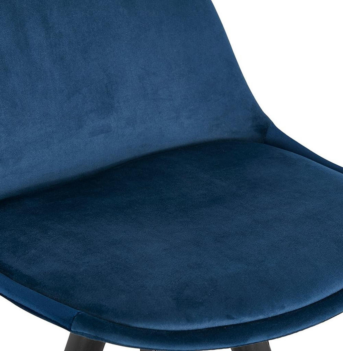 BARHOCKER Samt Holzbeine Sitzhöhe 75cm Eleganter Stil LURALI, Blau 41x41x97 cm - Blau/Schwarz, Buchenholz/Textil (41/97/41cm) - KADIMA DESIGN