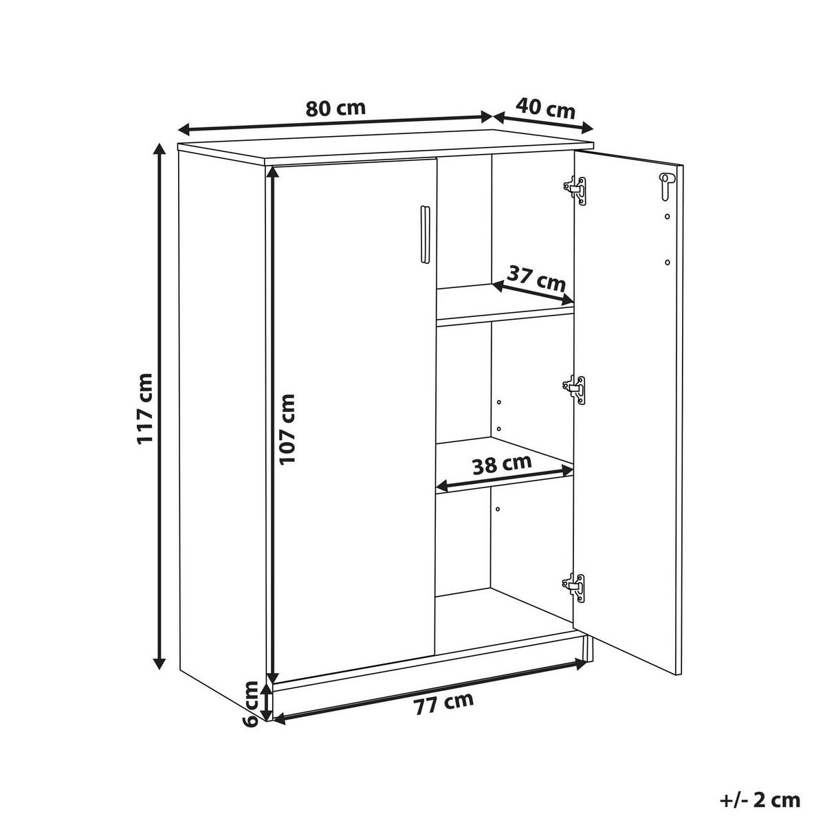 BÜROSCHRANK Hellbraun/Weiß Zehna - Hellbraun/Braun, Holzwerkstoff (80/117/40cm) - Beliani