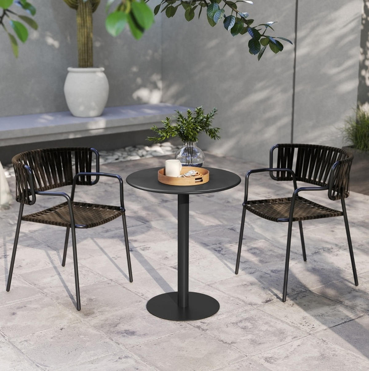 ESSTISCH aus Stahl 60x60x72 cm Schwarz für 2 Personen, platzsparend und vielseitig - Schwarz, Metall (60/60/72cm) - Modfu