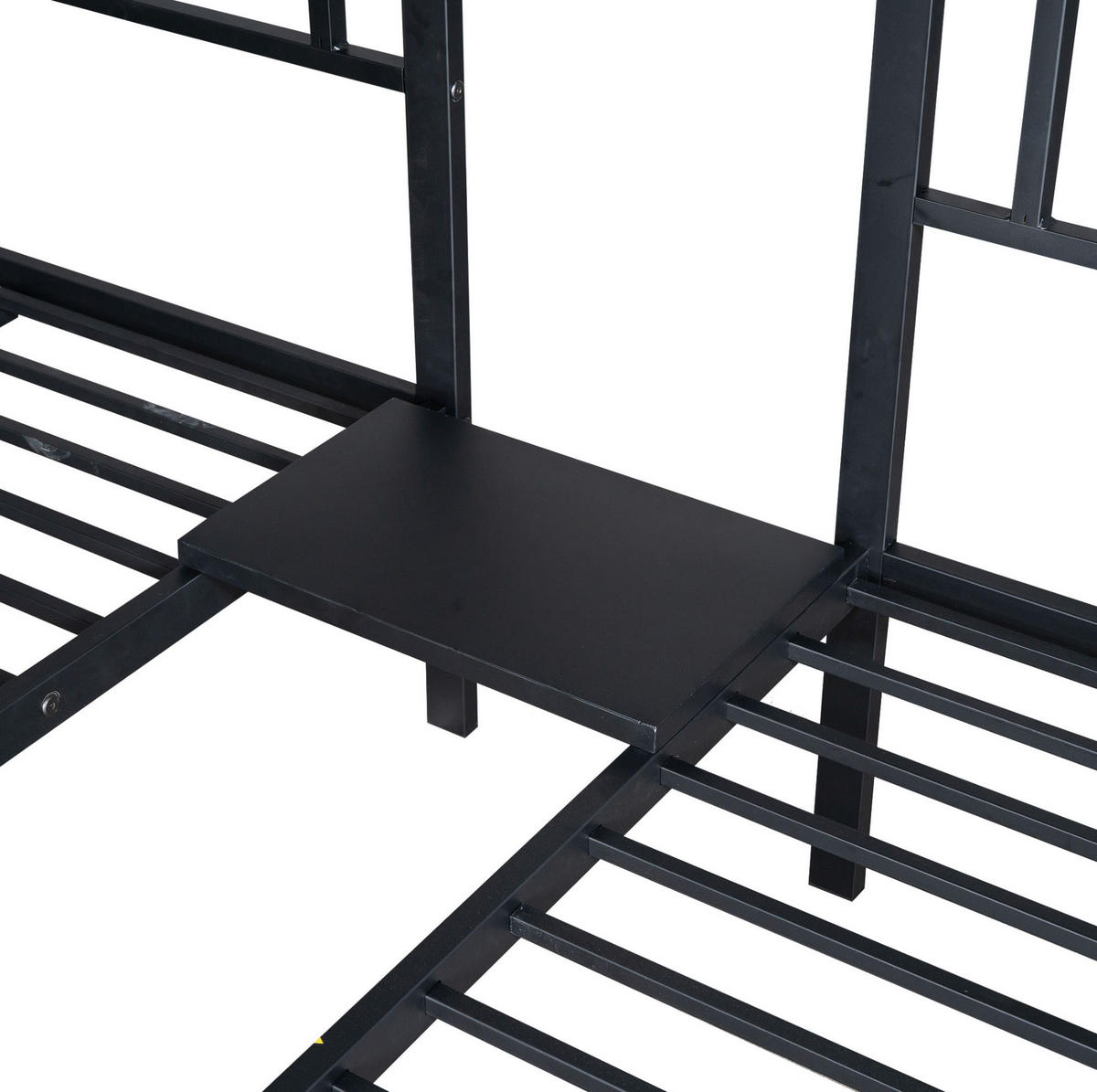 ETAGENBETT 227/205,5/170 cm Schwarz mit Leiter, Tisch und Fallschutzgitter - Schwarz, Metall (90/200cm) - OKMYHOME