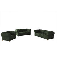 SITZGARNITUR 3+2+1 CHESTERFIELD Elegant Klassisch Schick Stoff Whisper Velours Stoff Grün - Grün, Holz/Textil (202/77/90cm) - Kaiser Möbel