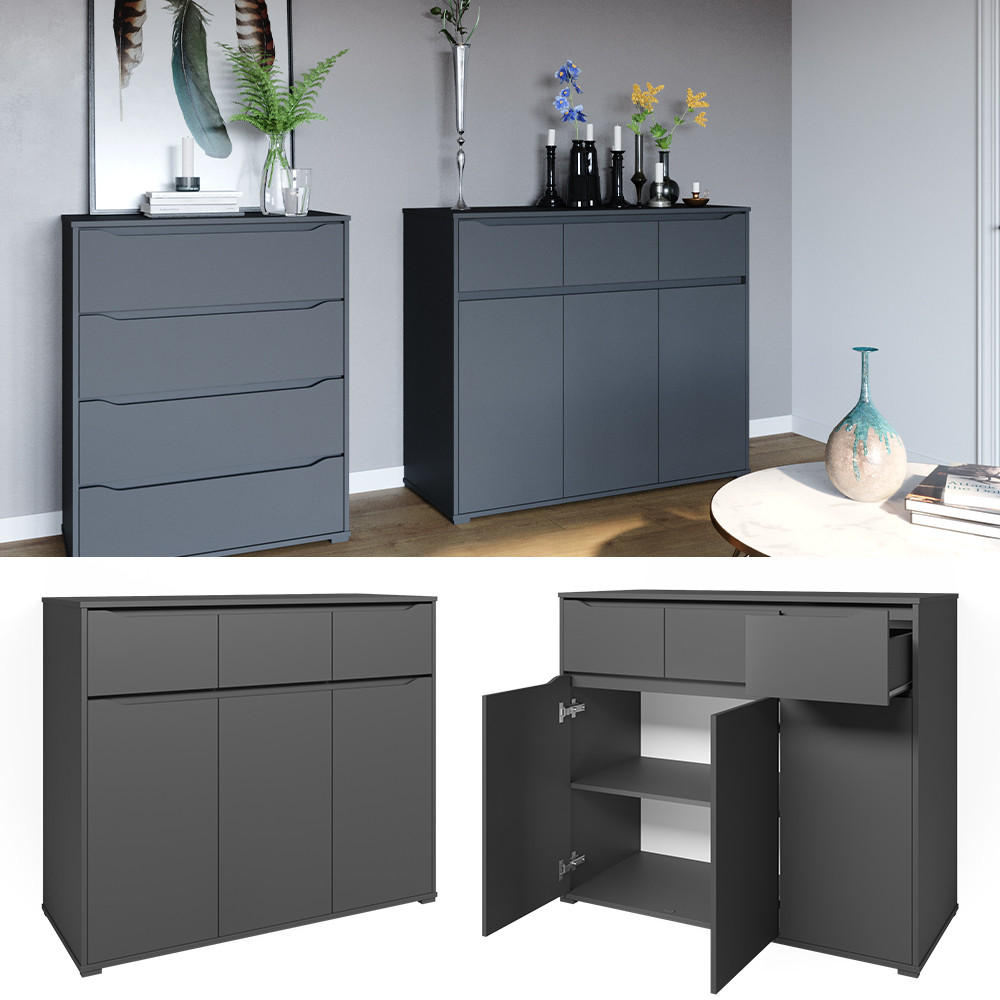 KOMMODE Ruben Anthrazit 120 x 101.6 cm - Anthrazit, Holzwerkstoff (48/101.6/120cm) - Vicco