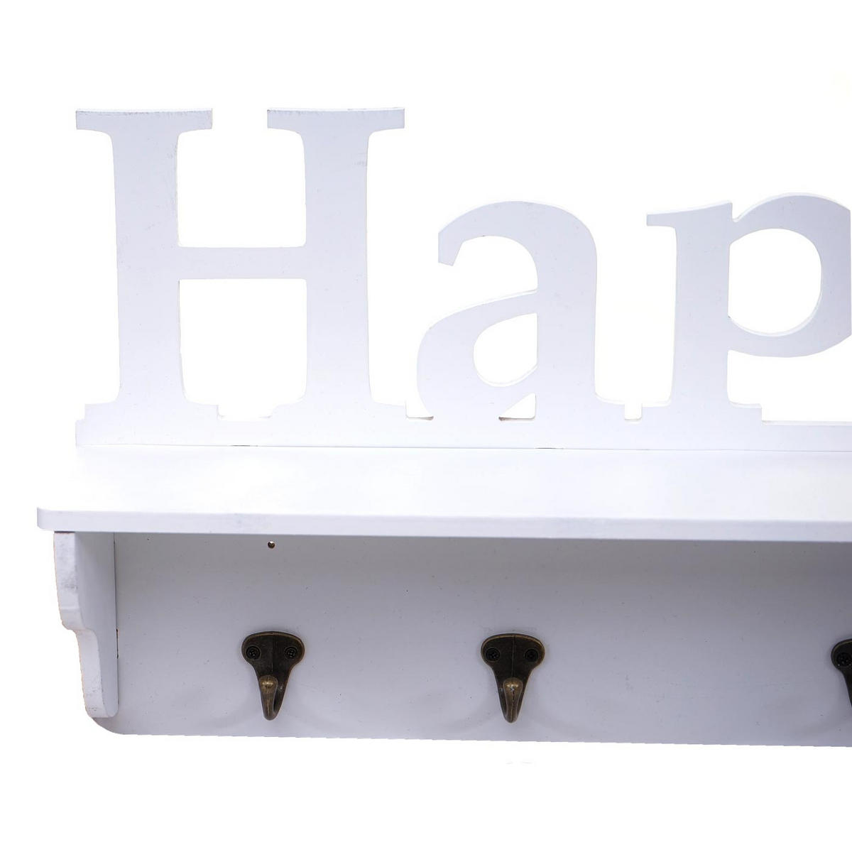 WANDGARDEROBE HAPPY 4 HAKEN Reinweiß - Weiß, Holz (60/30/13cm) - MCW