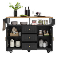 KÜCHENINSEL 120/40-80/95 cm aus MDF und Metall mit klappbarer Tischplatte Schwarz (Holzoptik) - Schwarz, Holzwerkstoff (120/95/40cm) - Modenvie