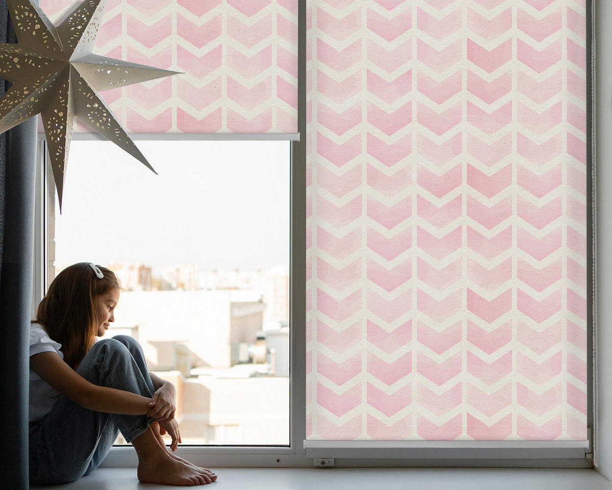 VNÚTORNÁ roleta - okenná roleta - roleta - 100x100 cm - Ružové cikcaky - pink, plast (100/100/0.5cm) - TULUP